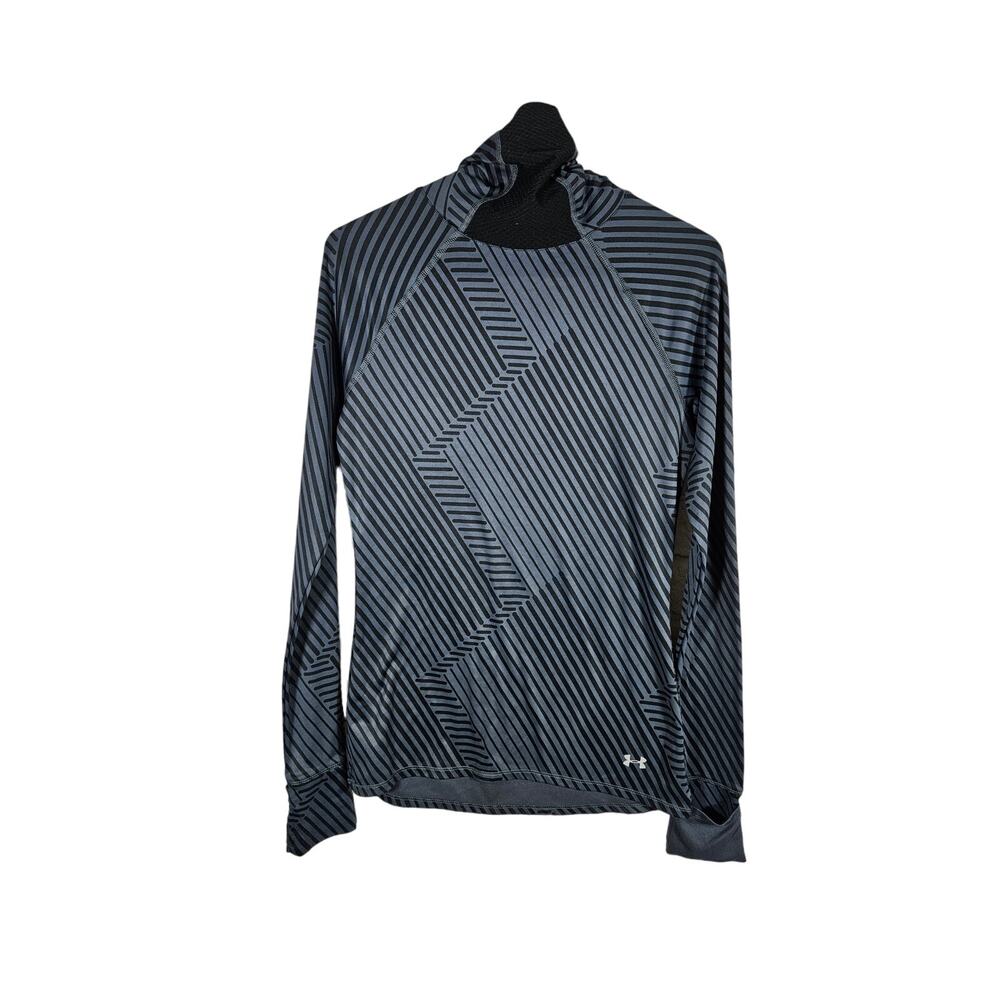 Under armour Women's Running Shirt Gray Black‎ Stripes Medium